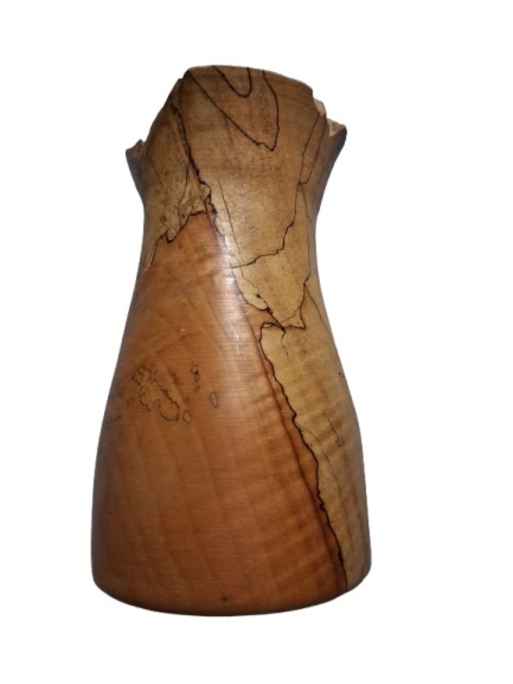 Hand-Turned Spalted Maple Vase Featuring Dramatic Black Zone Lines Made By Fugi